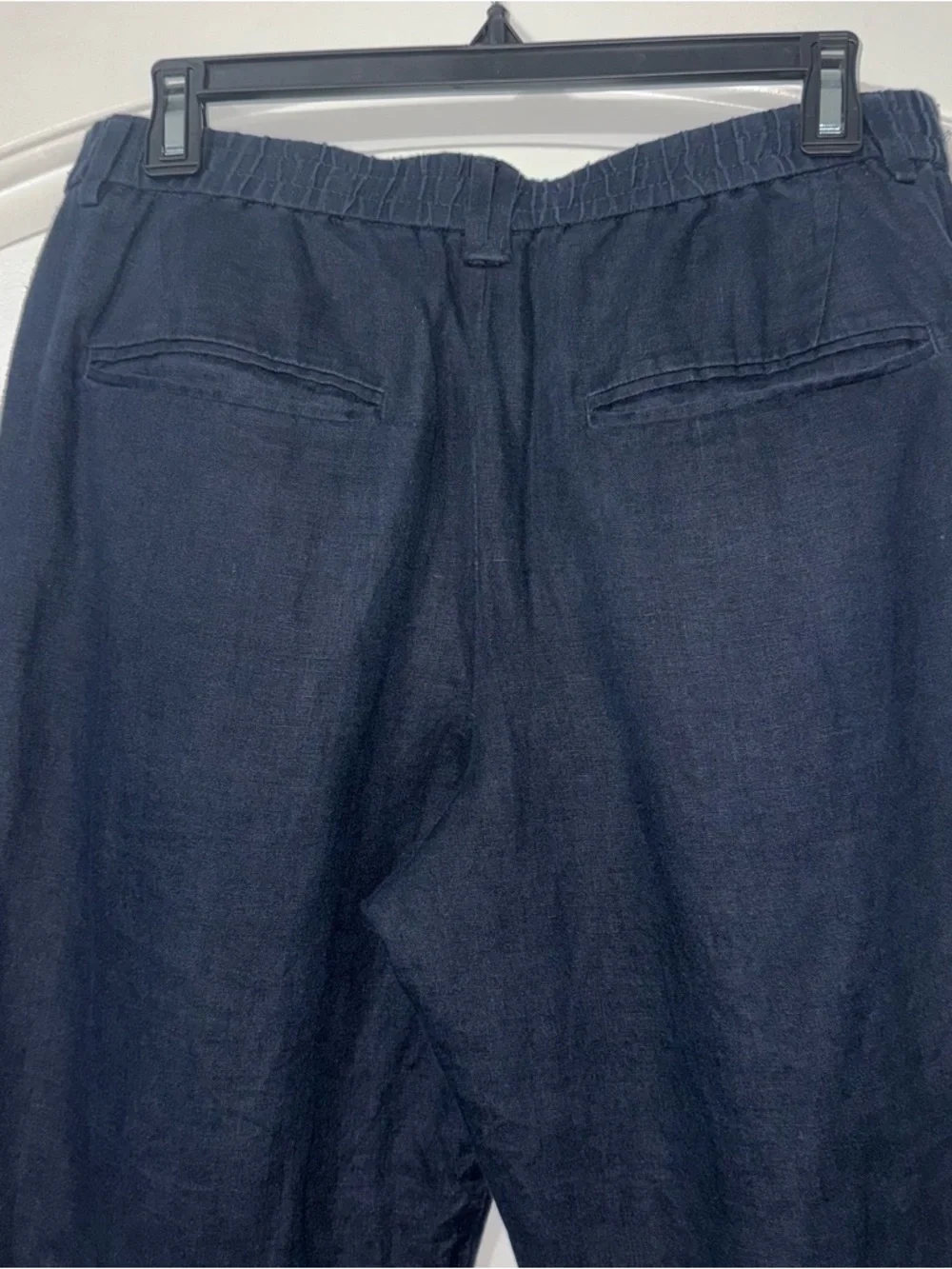 Zara Navy Linen Straight Leg Pants